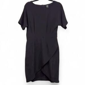 Bobeau Women’s Dress Minimalist Classic Modern Chic Black Wrap Skirt Sheath M